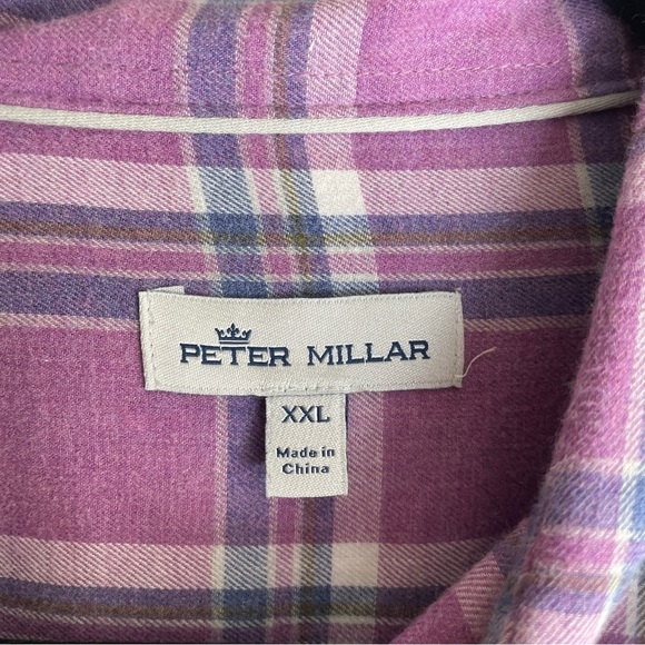 Peter Millar Purple Blue Sherbrook Check Stretch Cotton Button Down Shirt XXL - Picture 7 of 8
